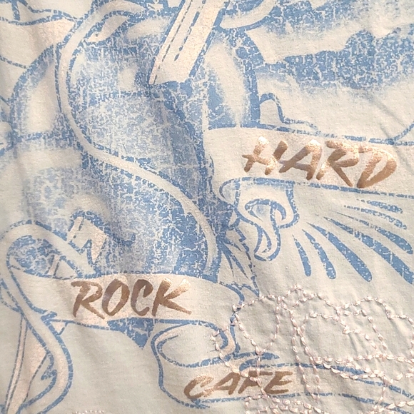 HARD ROCK Adult t-shirt Cabo San Lucas NWT, light blue white Embroidered - Picture 6 of 8